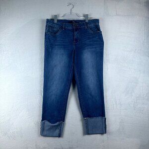 1882 Denim Women's Slim Skinny Jeans Taylor Cuffed Hem Stretch Blue Size 14